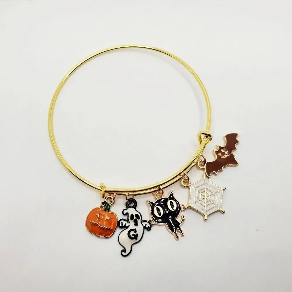 Hand Crafted Gold Plated Halloween Charm Bracelet
